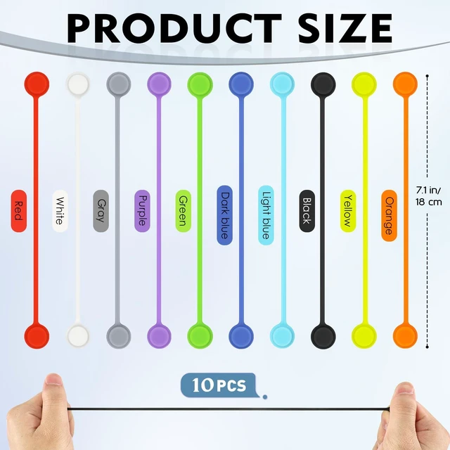 Alt view image 2 of 7 - 10 Pcs Reusable Magnetic Cable Ties, 4.3 Inch Magnetic Cord Organizer, Silicone Cord Ties with Strong Magnet for Office, School, Home, Book Markers, Fridge Magnets