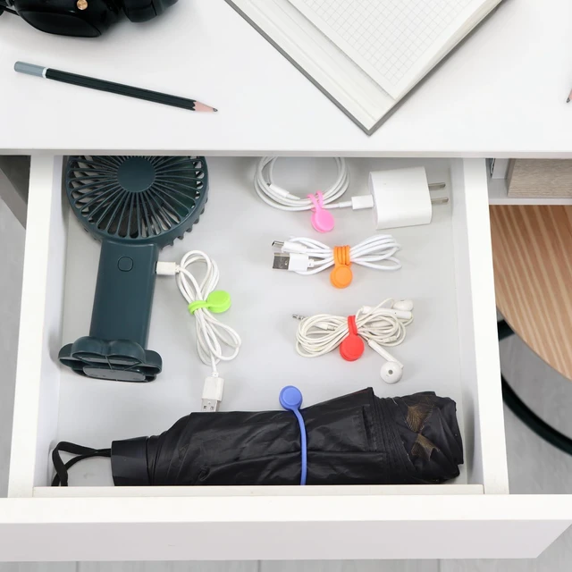 Alt view image 6 of 7 - 10 Pcs Reusable Magnetic Cable Ties, 4.3 Inch Magnetic Cord Organizer, Silicone Cord Ties with Strong Magnet for Office, School, Home, Book Markers, Fridge Magnets