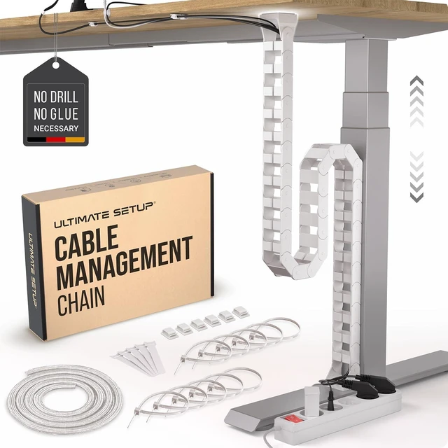 Main image of Under Desk Cable Management Vertebrae - Perfect for Sit Stand Desk - White, 133 cm