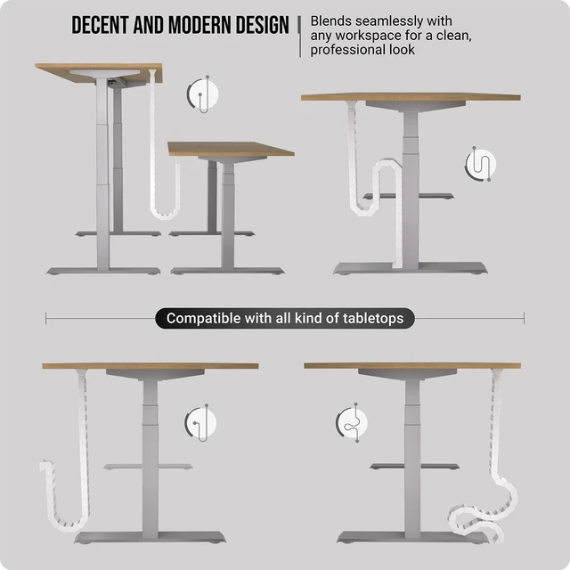 Alt view image 4 of 7 - Under Desk Cable Management Vertebrae - Perfect for Sit Stand Desk - White, 133 cm