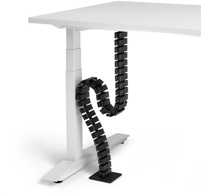 Main image of Under Desk Cable Organizer, 49in - Black, with Magnet | Sturdy, flexible cable spine with a steel base and non-slip pads keeps cords tidy on height-adjustable or fixed desks.