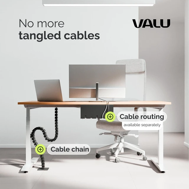 Alt view image 4 of 7 - Under Desk Cable Organizer, 49in - Black, with Magnet | Sturdy, flexible cable spine with a steel base and non-slip pads keeps cords tidy on height-adjustable or fixed desks.