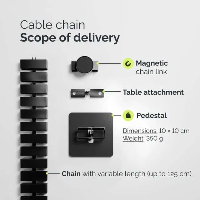 Alt view image 6 of 7 - Under Desk Cable Organizer, 49in - Black, with Magnet | Sturdy, flexible cable spine with a steel base and non-slip pads keeps cords tidy on height-adjustable or fixed desks.