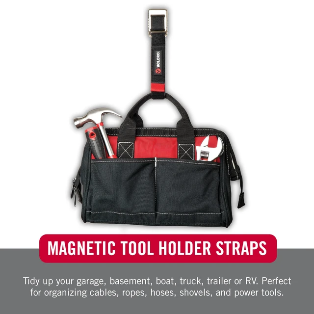 Alt view image 5 of 7 - Magnetic Storage Strap, Holds 15lbs, Large 24 in x 1 in | Magnetic Hooks with Straps, Gifts for Men, Reusable Cord, Hose & Tool Organizer for Metal Surfaces in Garage, Workshop, RV