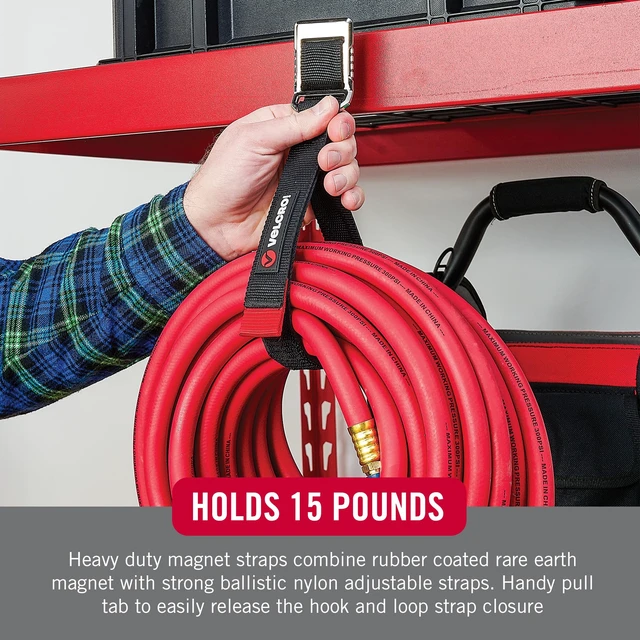 Alt view image 6 of 7 - Magnetic Storage Strap, Holds 15lbs, Large 24 in x 1 in | Magnetic Hooks with Straps, Gifts for Men, Reusable Cord, Hose & Tool Organizer for Metal Surfaces in Garage, Workshop, RV