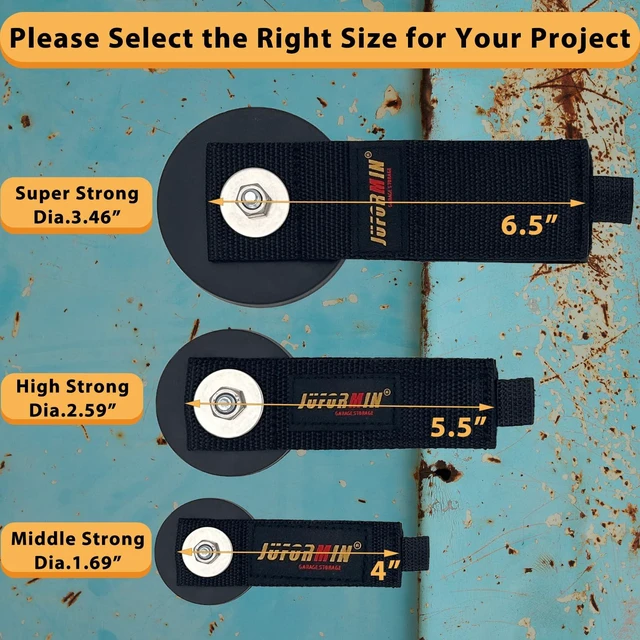 Alt view image 2 of 7 - Heavy Duty Magnetic Hook, Magnetic Tool Holder, Magnetic Garage Hooks, Extension Cord Strap for Cable, Rope, Wire Storage in Garage,Workshop,RV,Pick-up(Dia.2.59" Magnet * 4Pcs)