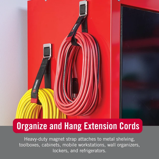 Alt view image 4 of 7 - Magnetic Storage Strap, Holds 15lbs, Large 24 in x 1 in | Magnetic Hooks with Straps, Gifts for Men, Reusable Cord, Hose & Tool Organizer for Metal Surfaces in Garage, Workshop, RV