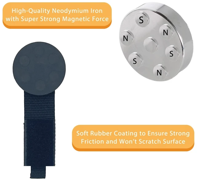 Alt view image 4 of 7 - Heavy Duty Magnetic Hook, Magnetic Tool Holder, Magnetic Garage Hooks, Extension Cord Strap for Cable, Rope, Wire Storage in Garage,Workshop,RV,Pick-up(Dia.2.59" Magnet * 4Pcs)