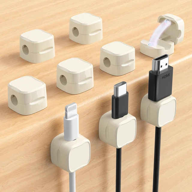 Main image of Magnetic Cable Clips, Adjustable Cord Holder Management, Adhesive Wire Keeper Organizer for Home Office Desk Phone PC Car Wall Desktop Nightstand Appliance (9-Pack Beige)