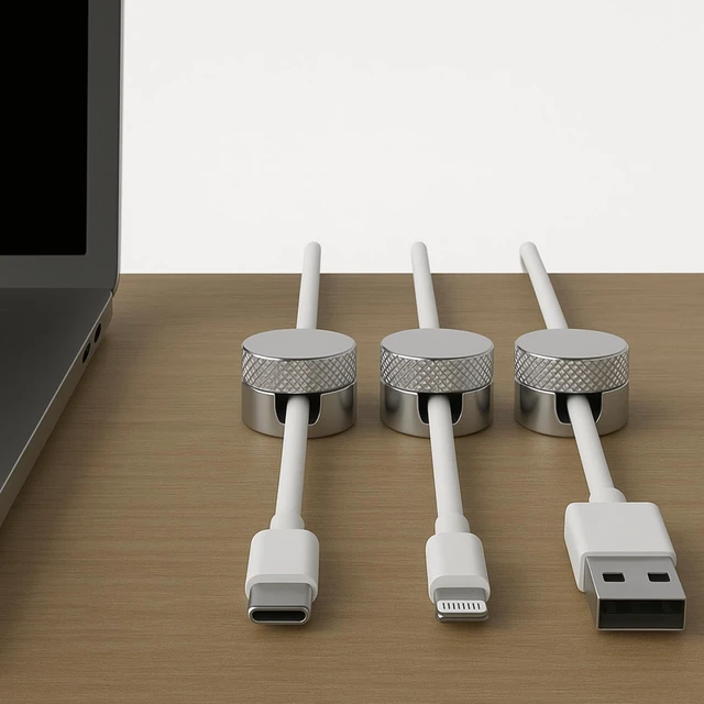 Alt view image 2 of 7 - 3PCS Premium Cord Holder for Nightstand, Computer Cord Organizer for Desk, Appliance Cord Organizers, Stick-On Cable Clip for Charger, Laptop, USB, Headphones, Wire Management Set, Silver