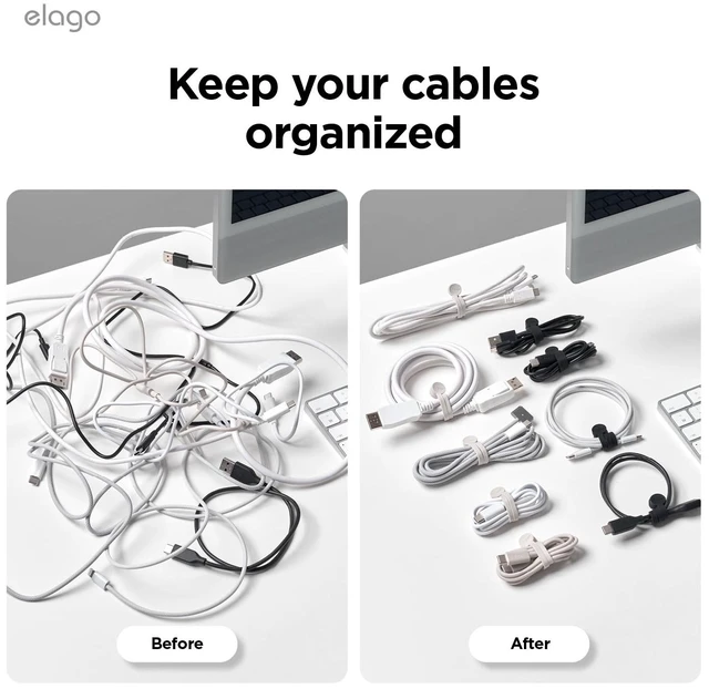Alt view image 2 of 7 - 3 Pack Magnetic Cable Ties | Premium Silicone Cord Organizer, Reusable Magnetic Cable Organizer (Stone)