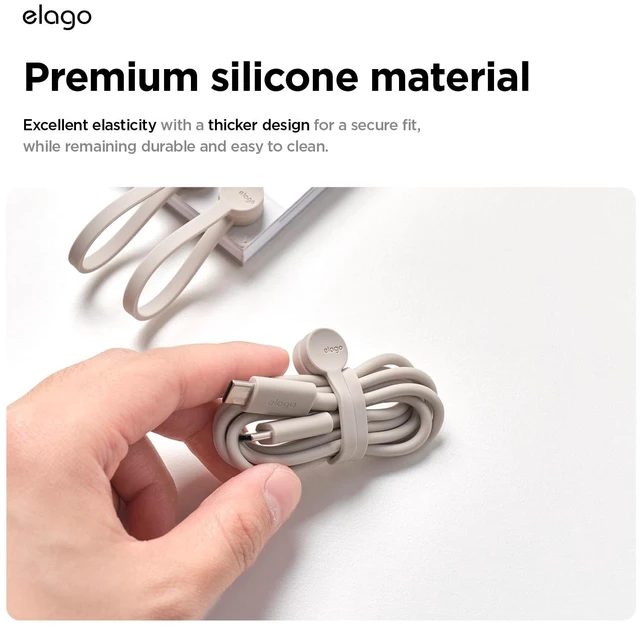 Alt view image 5 of 7 - 3 Pack Magnetic Cable Ties | Premium Silicone Cord Organizer, Reusable Magnetic Cable Organizer (Stone)