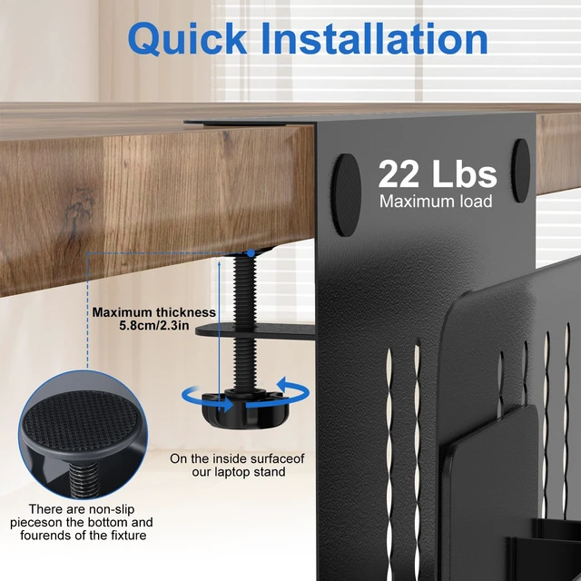 Alt view image 6 of 7 - Desk Side Storage, Single-Layer Steel Hanging Desk Organizer with Magnetic Pen Holder, No Drilling Desk Drawer Cable Management Tray, Under Table Laptop Holder for Office, School&Home(Black)