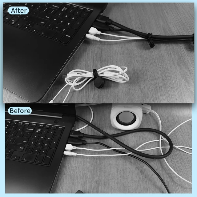 Alt view image 4 of 7 - 10 Pack Magnetic Cable Ties, Black | 4.3 Inches, Reusable Silicone, Magnetic Cord Organizers, Cable Clips, For Bundling and Organizing