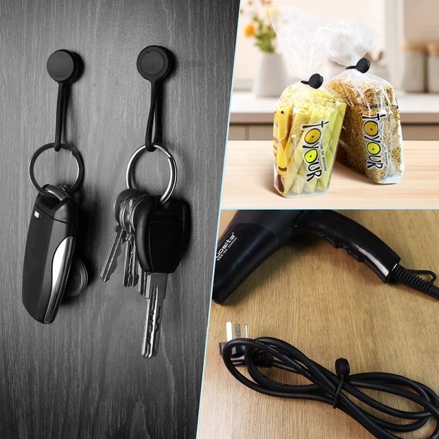 Alt view image 7 of 7 - 10 Pack Magnetic Cable Ties, Black | 4.3 Inches, Reusable Silicone, Magnetic Cord Organizers, Cable Clips, For Bundling and Organizing