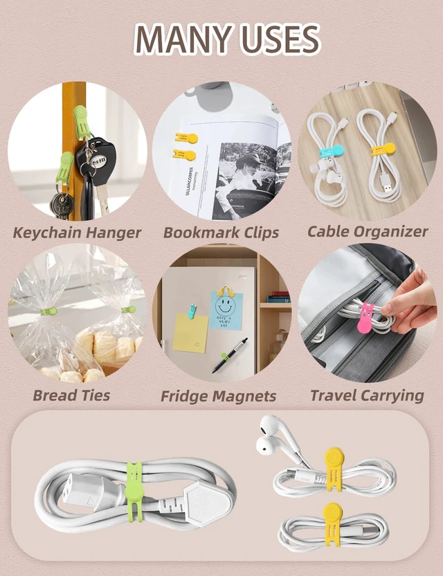 Alt view image 4 of 7 - Silicone Magnetic Cable Ties 8PCS,Magnetic Cable Organizer for Cords | Cord Wrap Silicone Zip Tie,Magnetic Twist Ties for Charging Cord,Bookmarks,Fridge Magnets,Magnetic Cord Holder(Macaron Color)