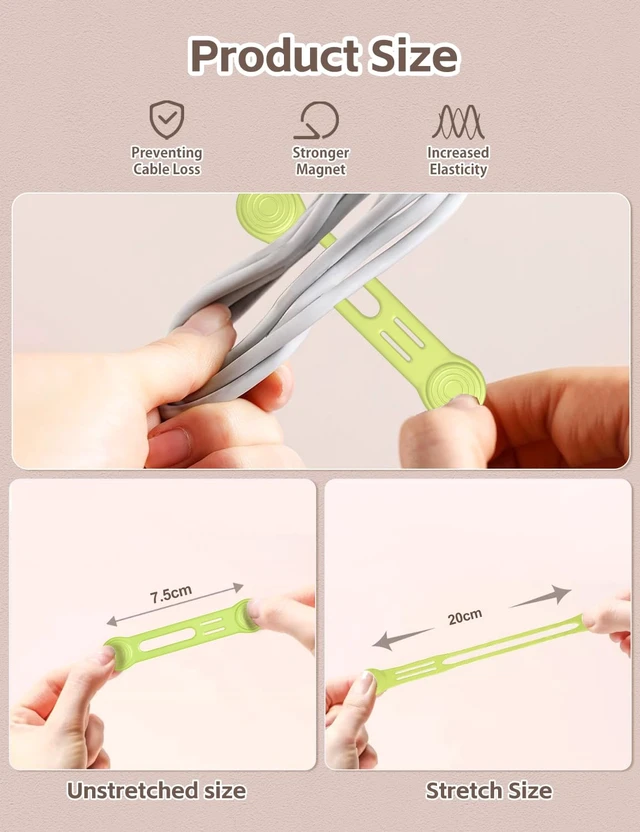 Alt view image 5 of 7 - Silicone Magnetic Cable Ties 8PCS,Magnetic Cable Organizer for Cords | Cord Wrap Silicone Zip Tie,Magnetic Twist Ties for Charging Cord,Bookmarks,Fridge Magnets,Magnetic Cord Holder(Macaron Color)
