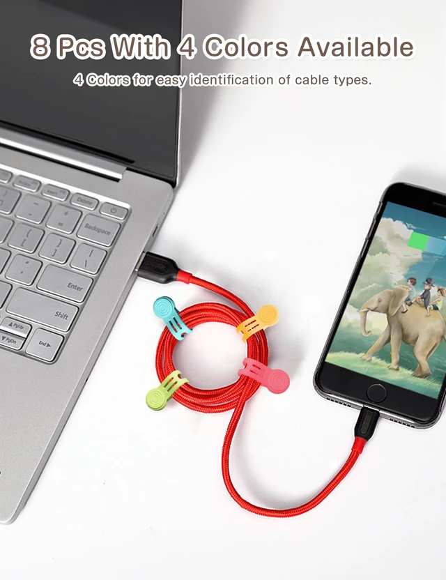 Alt view image 7 of 7 - Silicone Magnetic Cable Ties 8PCS,Magnetic Cable Organizer for Cords | Cord Wrap Silicone Zip Tie,Magnetic Twist Ties for Charging Cord,Bookmarks,Fridge Magnets,Magnetic Cord Holder(Macaron Color)