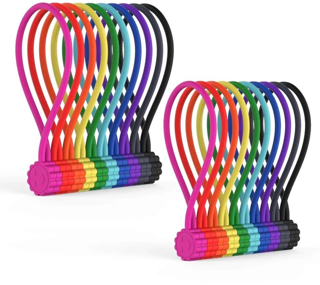 Main image of Silicone Magnetic Cable Ties, Reusable Phone Cord Organizer | For Headphone Cables, Charging Cable Organizer, Book Markers, Hanging Stuff or Just for fun