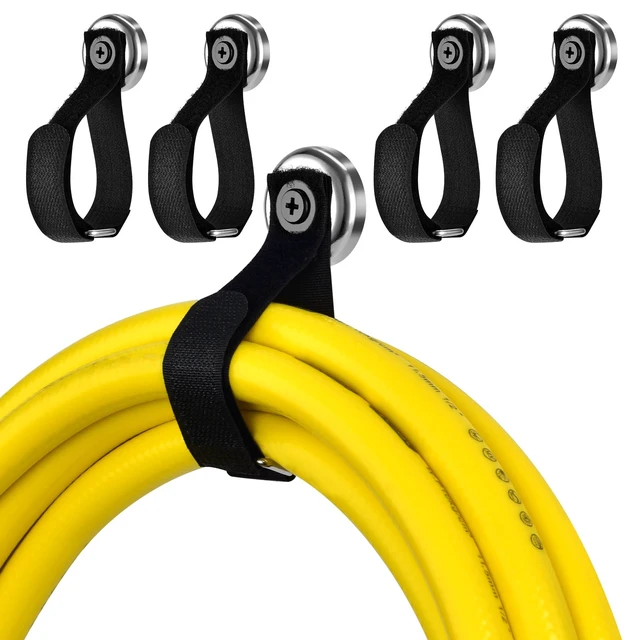 Main image of Heavy Duty Magnetic Hooks, Tool Holder Storage Organizer for Garage RV | With 40LBS strong neodymium magnet, this adjustable strap securely hangs extension cords, ropes, and cordless tools.