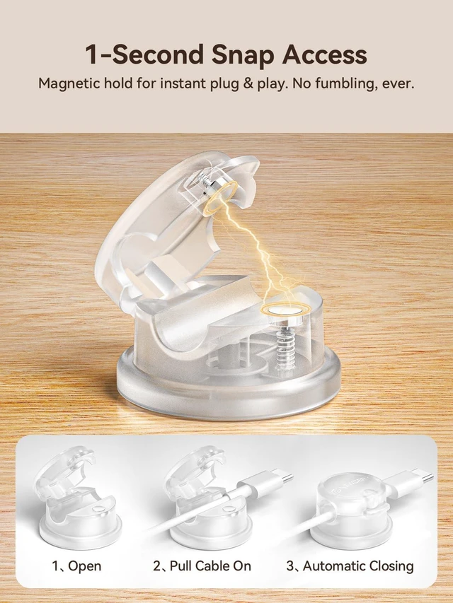Alt view image 3 of 7 - 6pc Magnetic Cable Clips Cord Organizer Cord Holder for Nightstand | Desk Cable Management,360° Rotatable,3M Adhesive Wire Holder,for Home Office Desk Phone Charger Car Wall Nightstand,White