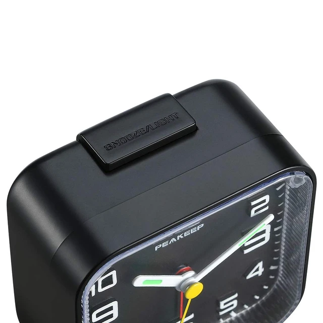 Alt view image 3 of 7 - 3D Numbers No Tick-Tock Analog Alarm Clock Classic Beep Sound | Snooze, Manual Light and Battery Powered Small for Travel (Black-3D)
