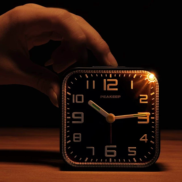 Alt view image 6 of 7 - 3D Numbers No Tick-Tock Analog Alarm Clock Classic Beep Sound | Snooze, Manual Light and Battery Powered Small for Travel (Black-3D)