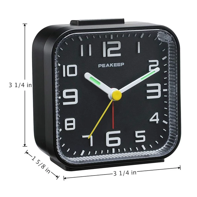 Alt view image 7 of 7 - 3D Numbers No Tick-Tock Analog Alarm Clock Classic Beep Sound | Snooze, Manual Light and Battery Powered Small for Travel (Black-3D)