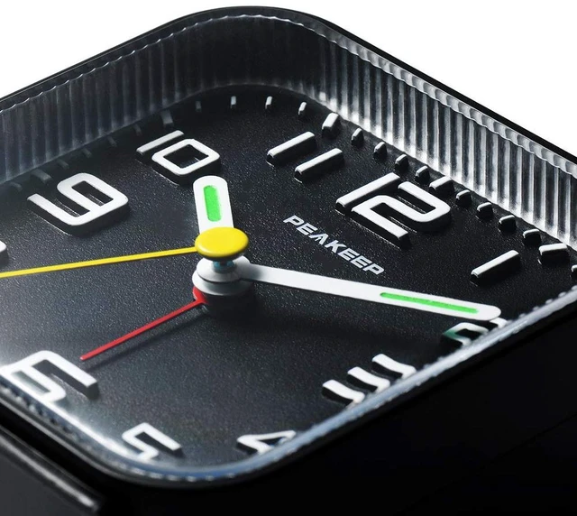 Alt view image 2 of 7 - 3D Numbers No Tick-Tock Analog Alarm Clock Classic Beep Sound | Snooze, Manual Light and Battery Powered Small for Travel (Black-3D)