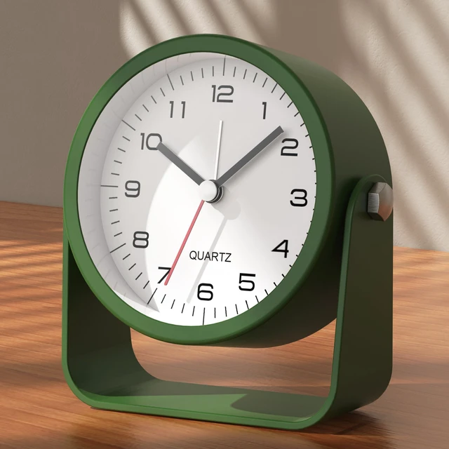 Main image of ® 3.5" Small Analog Travel Alarm Clock, Battery Operated Desk Clock | Cute Table Clock with Light, Adjustable Angle, Bedside, Bedrooms, Kids' Rooms and Living Room Decor (Dark Green)