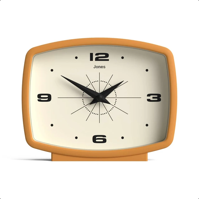 Main image of ® Film Desk Clock | Retro Rectangular Design | Mustard Yellow | Retro design, blending mid-century style with a punchy modern finish for shelf, table, mantel or bedside