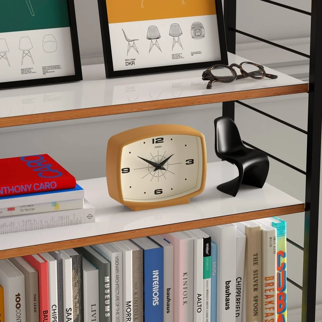 Alt view image 5 of 7 - ® Film Desk Clock | Retro Rectangular Design | Mustard Yellow | Retro design, blending mid-century style with a punchy modern finish for shelf, table, mantel or bedside