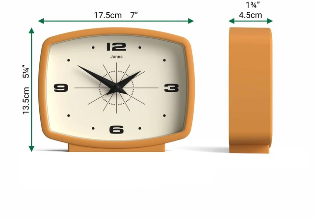 Alt view image 4 of 7 - ® Film Desk Clock | Retro Rectangular Design | Mustard Yellow | Retro design, blending mid-century style with a punchy modern finish for shelf, table, mantel or bedside