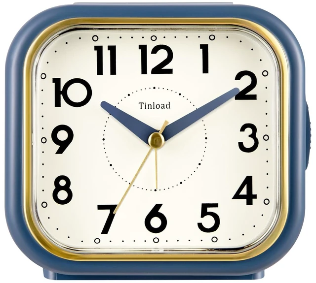 Main image of 4.3" Vintage Retro Analog Alarm Clock, Super Silent Non Ticking Clock with Manual Light, Snooze, Battery Operated, Simply Design, for Living Room, Bedroom, Bedside, Desk(Blue-V2)