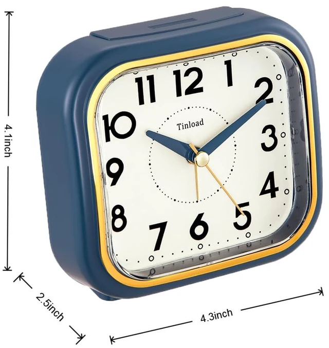 Alt view image 4 of 7 - 4.3" Vintage Retro Analog Alarm Clock, Super Silent Non Ticking Clock with Manual Light, Snooze, Battery Operated, Simply Design, for Living Room, Bedroom, Bedside, Desk(Blue-V2)