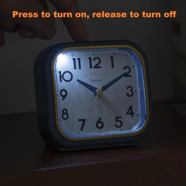 Alt view image 5 of 7 - 4.3" Vintage Retro Analog Alarm Clock, Super Silent Non Ticking Clock with Manual Light, Snooze, Battery Operated, Simply Design, for Living Room, Bedroom, Bedside, Desk(Blue-V2)