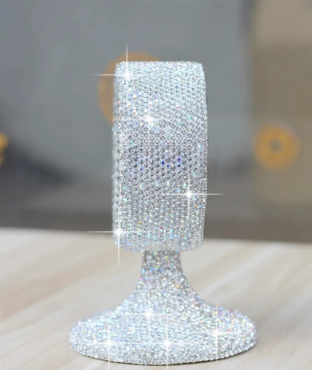 Alt view image 3 of 5 - Luxury Rhinestone Small Alarm Desk Table Clock Morning Call Handmade Fashion Design for Bedroom Houseroom Living Room Cute As Gift AR (Silver)