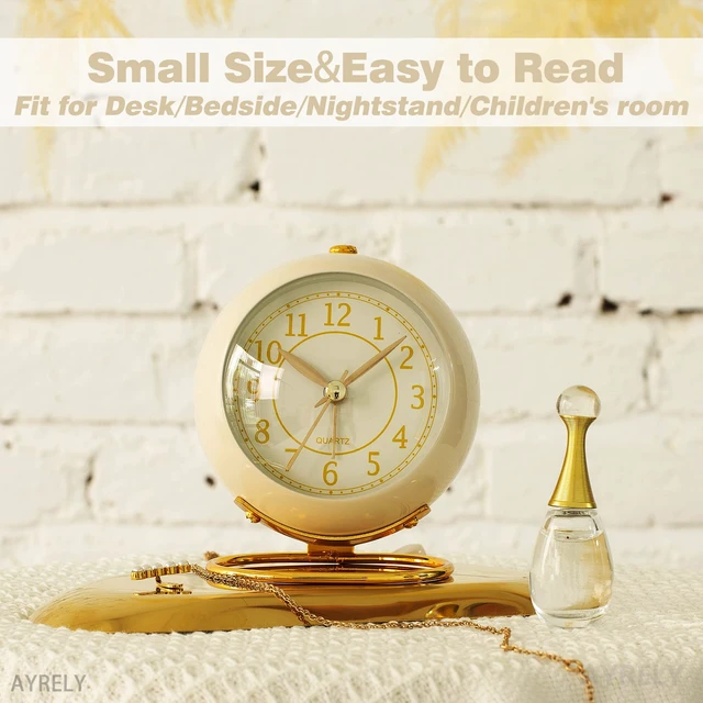 Alt view image 4 of 7 - ® Battery Operated Analog Desk Alarm Clock with Light, Table Clock | Retro Aesthetic Clock with Silent Non-Ticking Movement for Bedside, Bedroom, Kitchen, Office, Travel & Kids' Room (Cream)