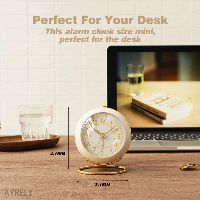 Alt view image 7 of 7 - ® Battery Operated Analog Desk Alarm Clock with Light, Table Clock | Retro Aesthetic Clock with Silent Non-Ticking Movement for Bedside, Bedroom, Kitchen, Office, Travel & Kids' Room (Cream)