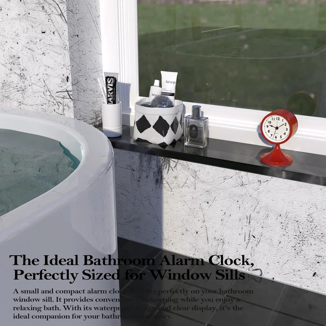 Alt view image 4 of 7 - ® 3" Analog Alarm Clock, Retro Small Clock, Desk Clock for Bathroom | Cute Battery Operated Table Clock with Silent Movement and Light for Bedroom, Bedside, Living Room Decor and Shelf (Rose Red)