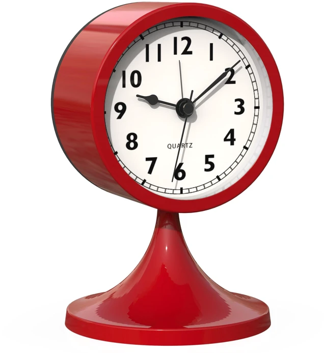 Main image of ® 3" Analog Alarm Clock, Retro Small Clock, Desk Clock for Bathroom | Cute Battery Operated Table Clock with Silent Movement and Light for Bedroom, Bedside, Living Room Decor and Shelf (Rose Red)