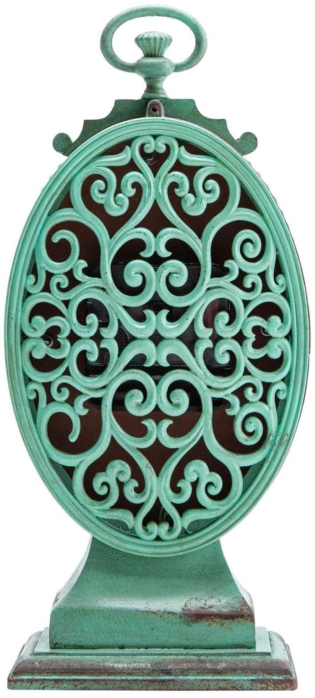 Alt view image 6 of 7 - Vintage Small Table Clock, Teal Decorative Desk Shelf Clock | BatteryOperated, Ornate Distressed Metal Construction, Whimsical Shabby Chic Accent for Mantel, Living Room & Bathroom