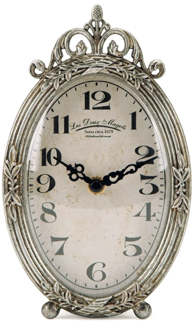 Main image of E Small Vintage Table Clock, Silent Elegant Silver Desk Clock | Non-Ticking Battery-Operated Metal Decorative Shelf Clock, Perfect for Living Rooms, Offices, Shelves, Mantels