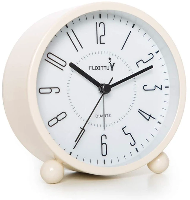 Main image of Super Silent Metal Alarm Clock,Beep Wake Round Alarm Clock with Night Light,Battery Operated,Easy Set,Simple & Retro for Desk, Bedroom and Home Decoration(Creamy White)