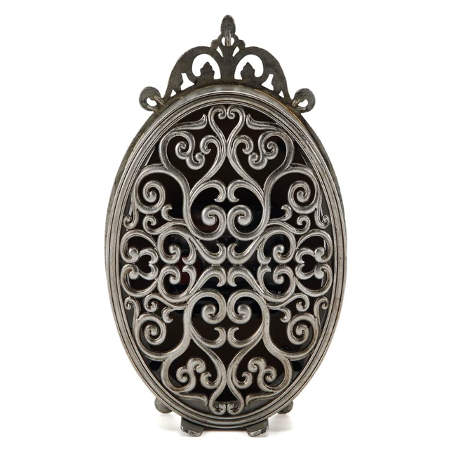 Alt view image 7 of 7 - E Small Vintage Table Clock, Silent Elegant Silver Desk Clock | Non-Ticking Battery-Operated Metal Decorative Shelf Clock, Perfect for Living Rooms, Offices, Shelves, Mantels