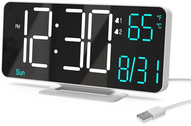 Main image of Digital Alarm Clocks 6.7in Small Digital Clock for Bedroom,Auto Dimming,Dual Alarm, Date, Seconds, Day of Week, Indoor Temperature,Desk Clock for Classroom,LED Clocks for Living Room