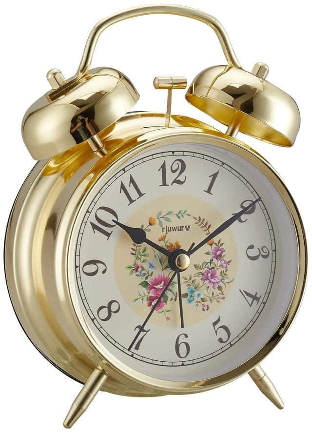 Main image of 4" Loud Alarm Twin Bell Alarm Clock, Night Light, Desk Clock Table Alarm Clock Bedroom Alarm Clock(Golden Rural)