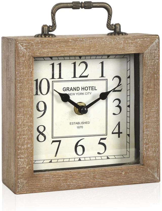 Alt view image 5 of 7 - Retro Desk Clock, Vintage Wooden Table Clock, Wood Color | Mantel Clock, Living Room Bedroom Shelf Decoration, Farmhouse Decor
