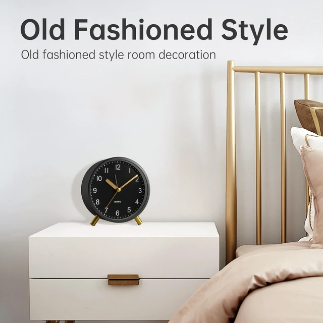 Alt view image 5 of 7 - Analog Alarm Clock, 4 inch Super Silent Non Ticking Small Clock with Night Light, Battery Operated, Simple Design, Easy Setting for Office, Bedroom, Bedside, Desk, Teens, Elders, Adult, Black