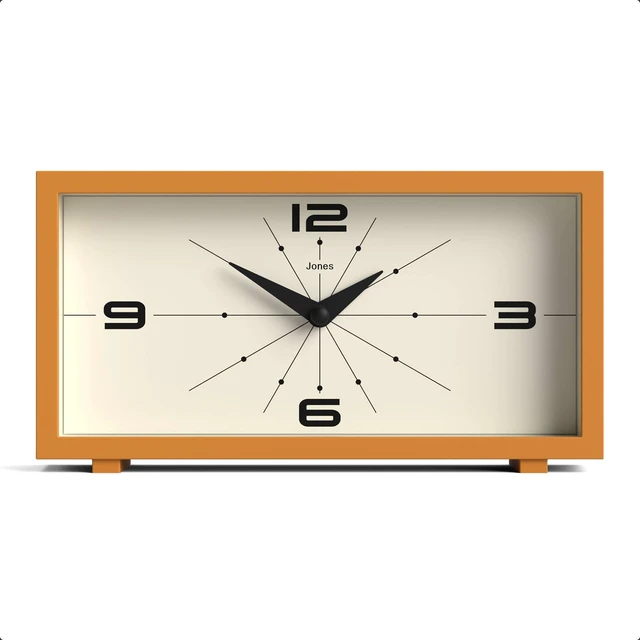 Main image of Odeon Desk Clock | Modern Rectangular Design | Mustard Yellow | Stylish retro look for shelf, table, mantel or bedside